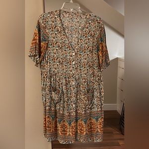 Indian print short sleeve dress